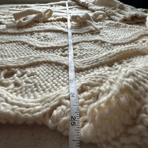 FREAK'S STORE Cream Cable Knit Open Front Tie Front Cardigan Sweater - Picture 7 of 9